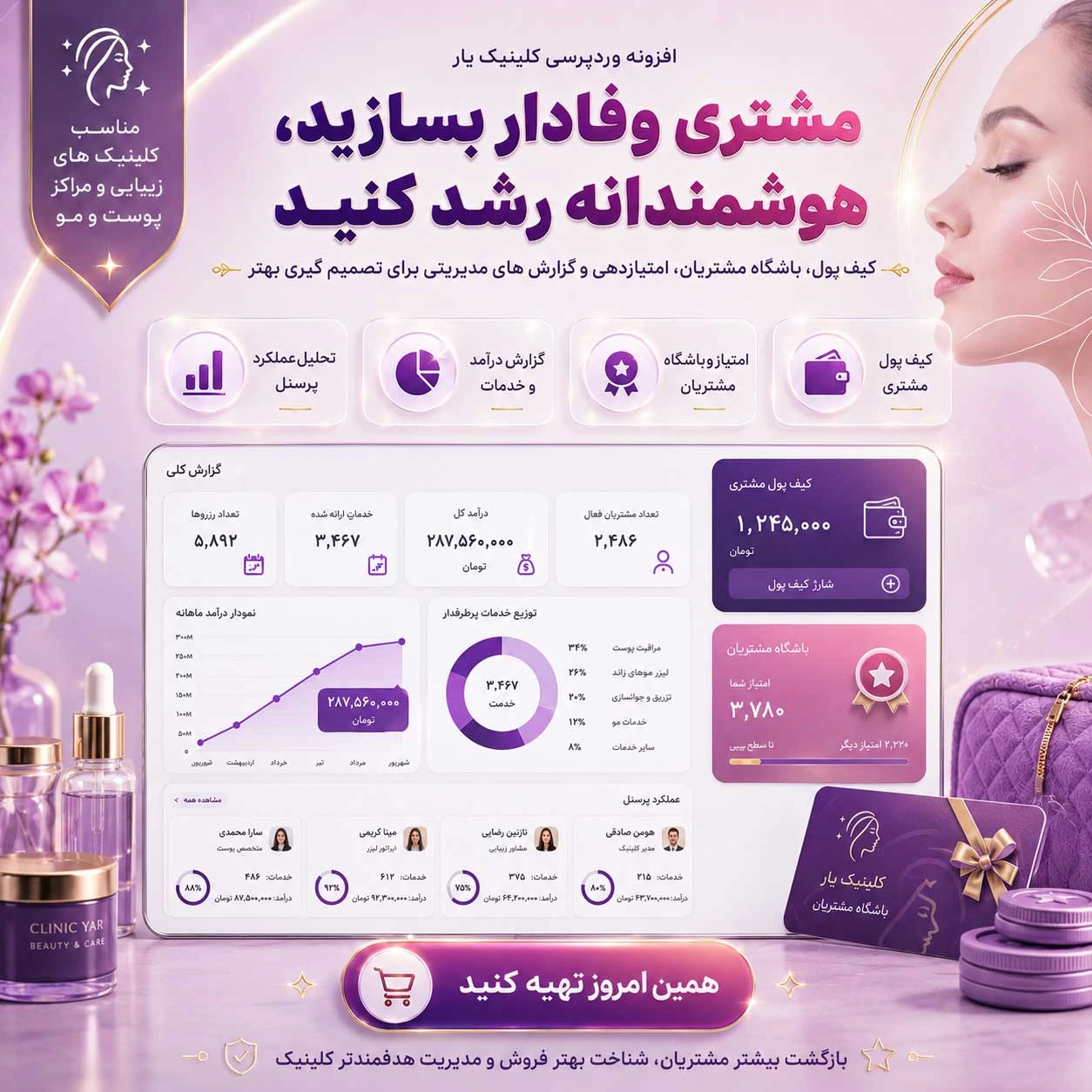کلینیک یار افزونه مدیریت رزرو